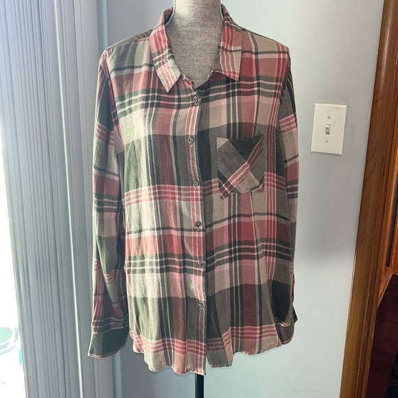 SHYANNE WOMEN'S PLAID PRINT LONG SLEEVE FLANNEL BUTTON DOWN SHIRT SIZE XXL - Picture 1 of 13